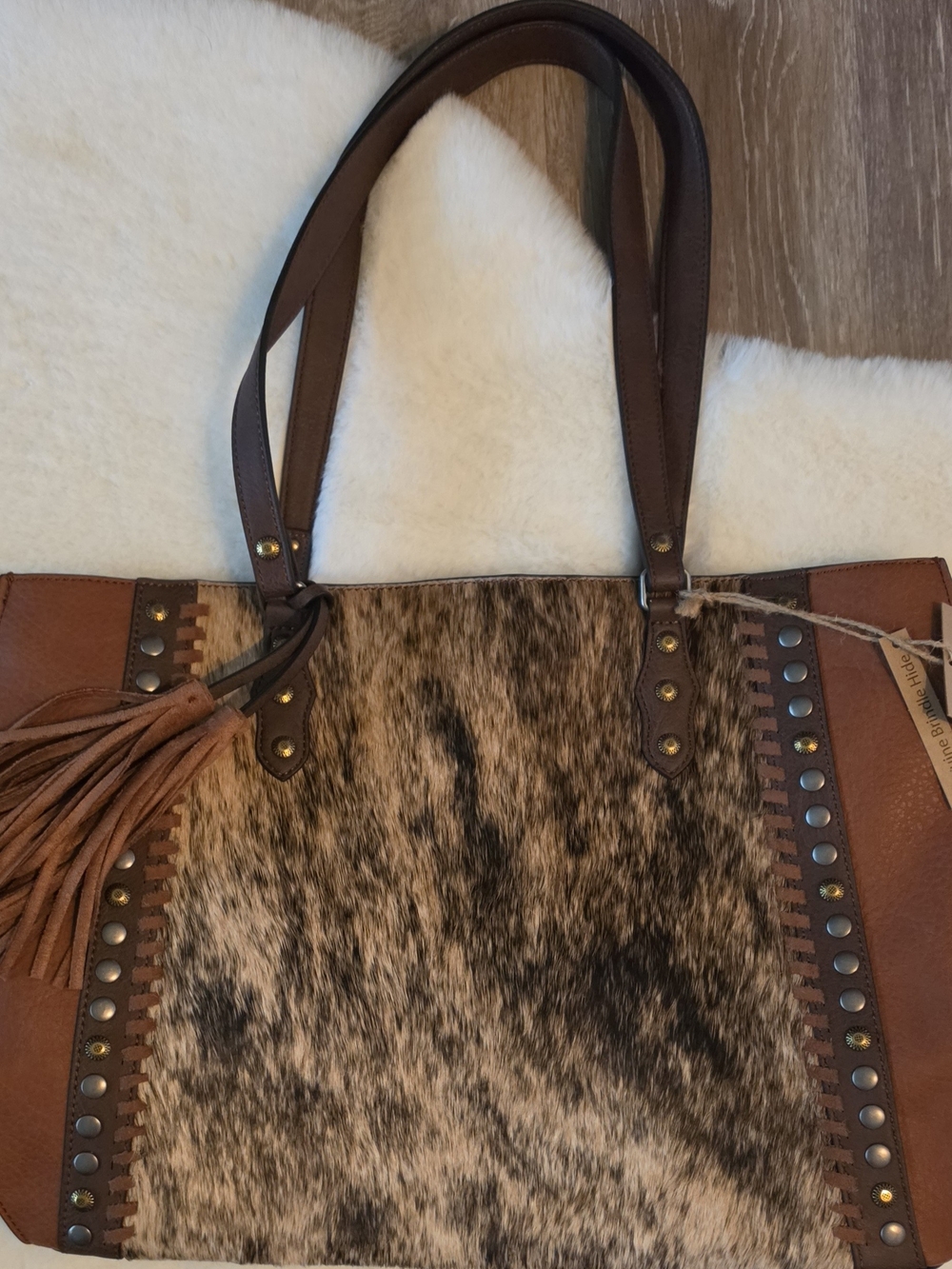 Tony Lama Western Womens Conceal Carry Brindle Hide Tote Bag NWT - Picture 2 of 9